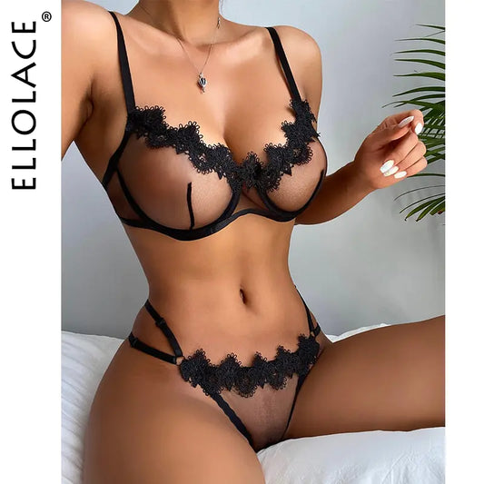 Lingerie sensuelle Ellolace Femme Dentelle transparente Costumes exotiques