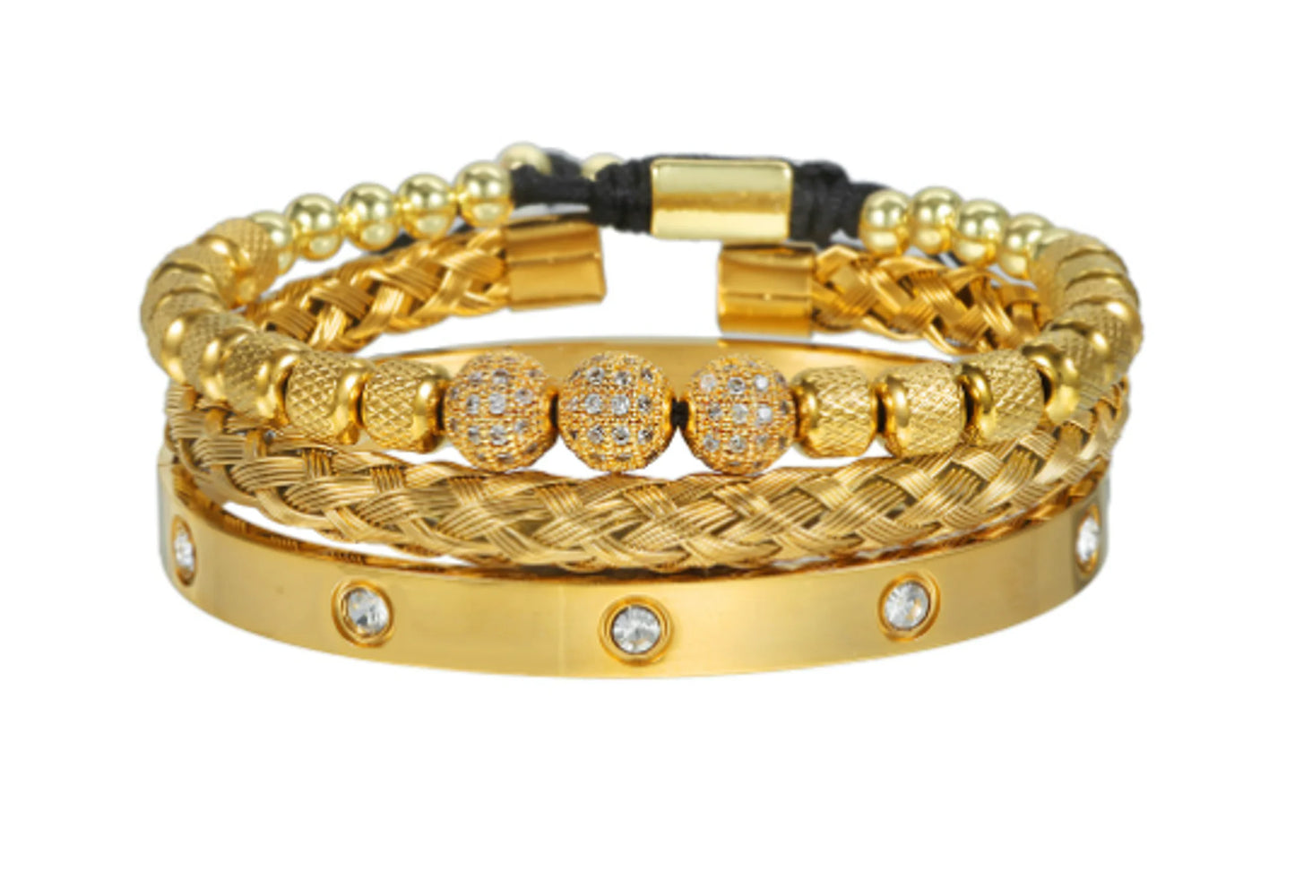 Luxe Micro Pave CZ ronde kralen Royal Charm herenarmbanden