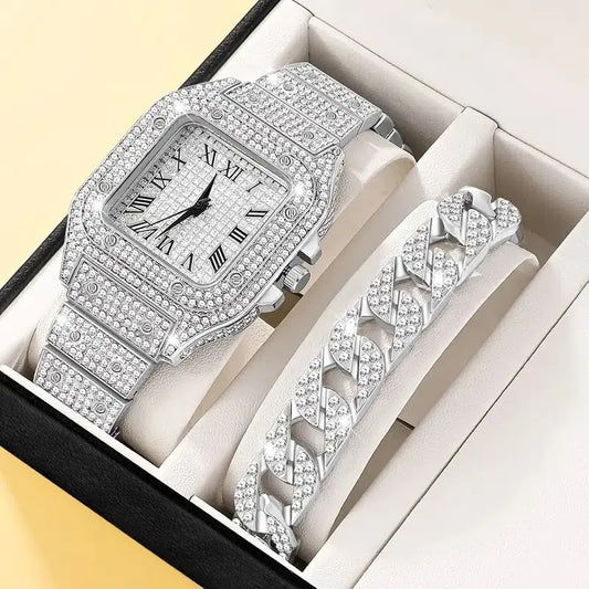 Ensemble de 2 montres en diamant pour femmes