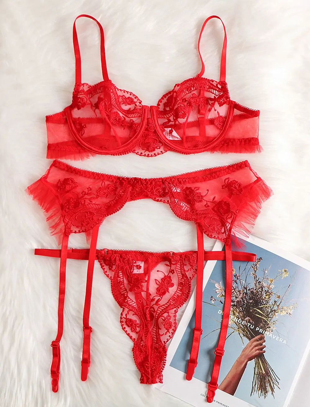 Ellolace sensuele lingerie vrouw rood kant