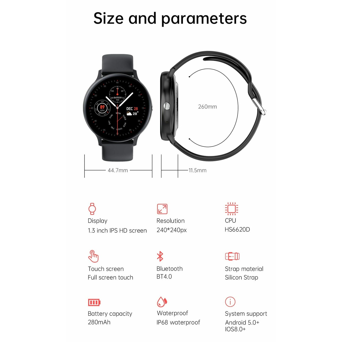 Waterdichte 4G ROM-smartwatch