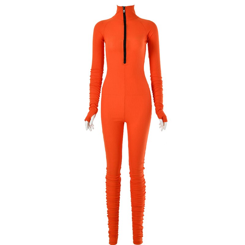 Jumpsuits met col en gehandschoende mouwen